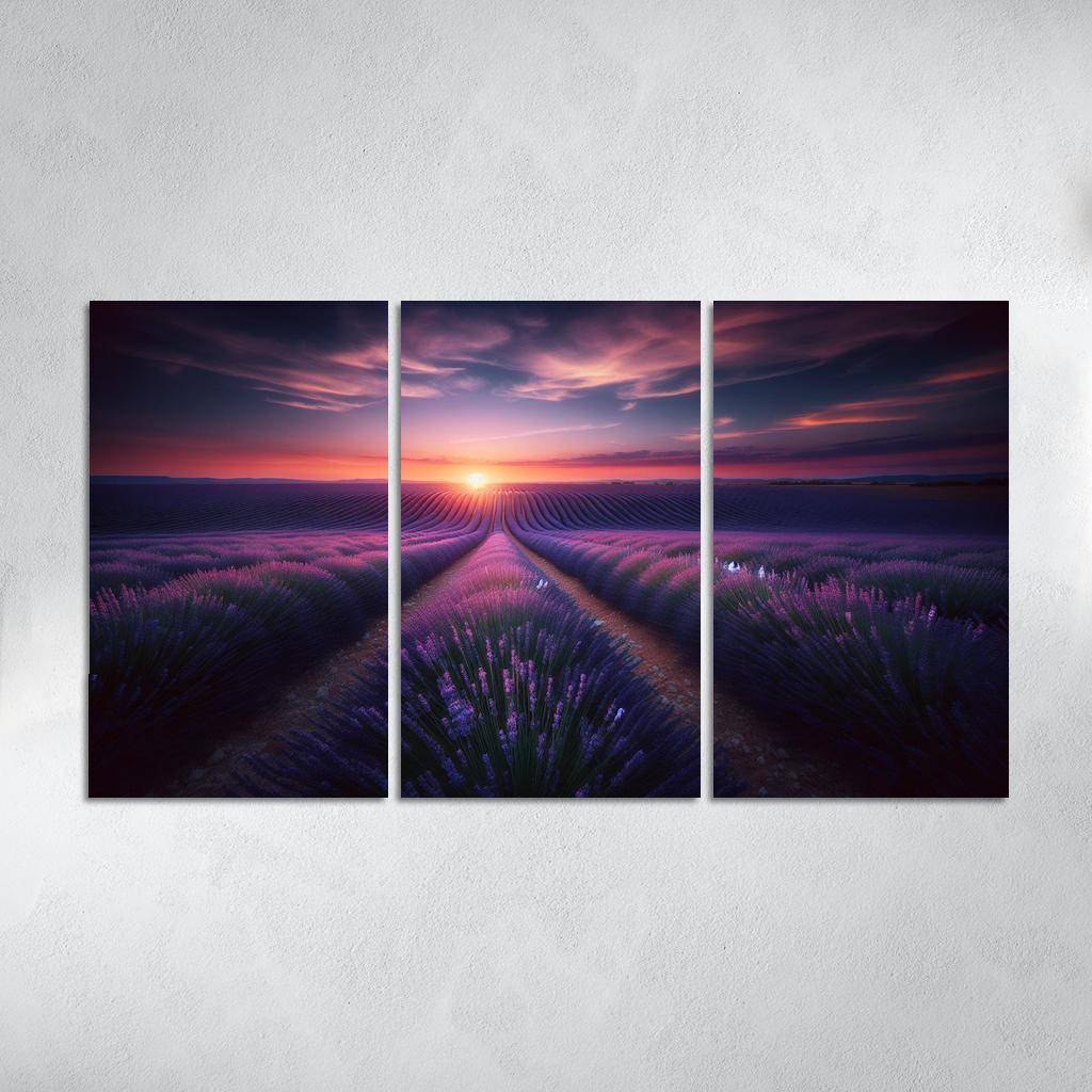 The Dazzling Twilight Over Lavender Fields Custom Paintings Frame