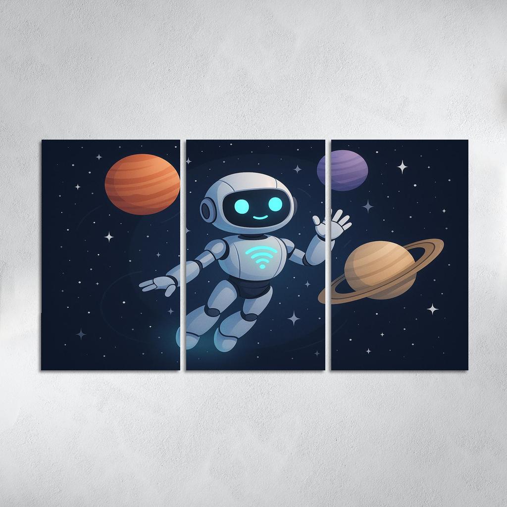 Space Robot - Interstellar Companion Framed Paintings