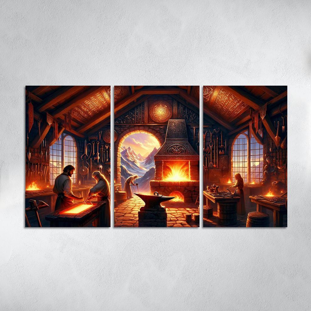 The Arcane Forge 3 Piece HD Canvas Wall Art-Original Frame