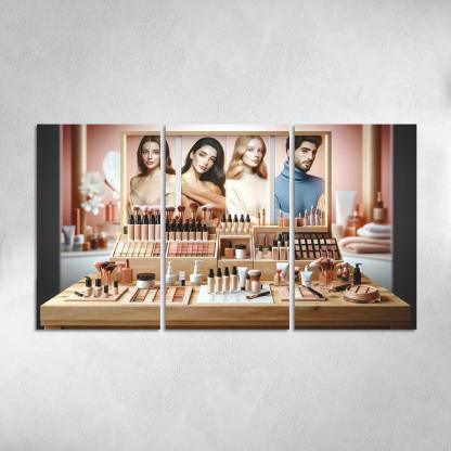 Interactive Beauty Customizable Products 3 Piece HD Canvas Wall Art-Original Frame