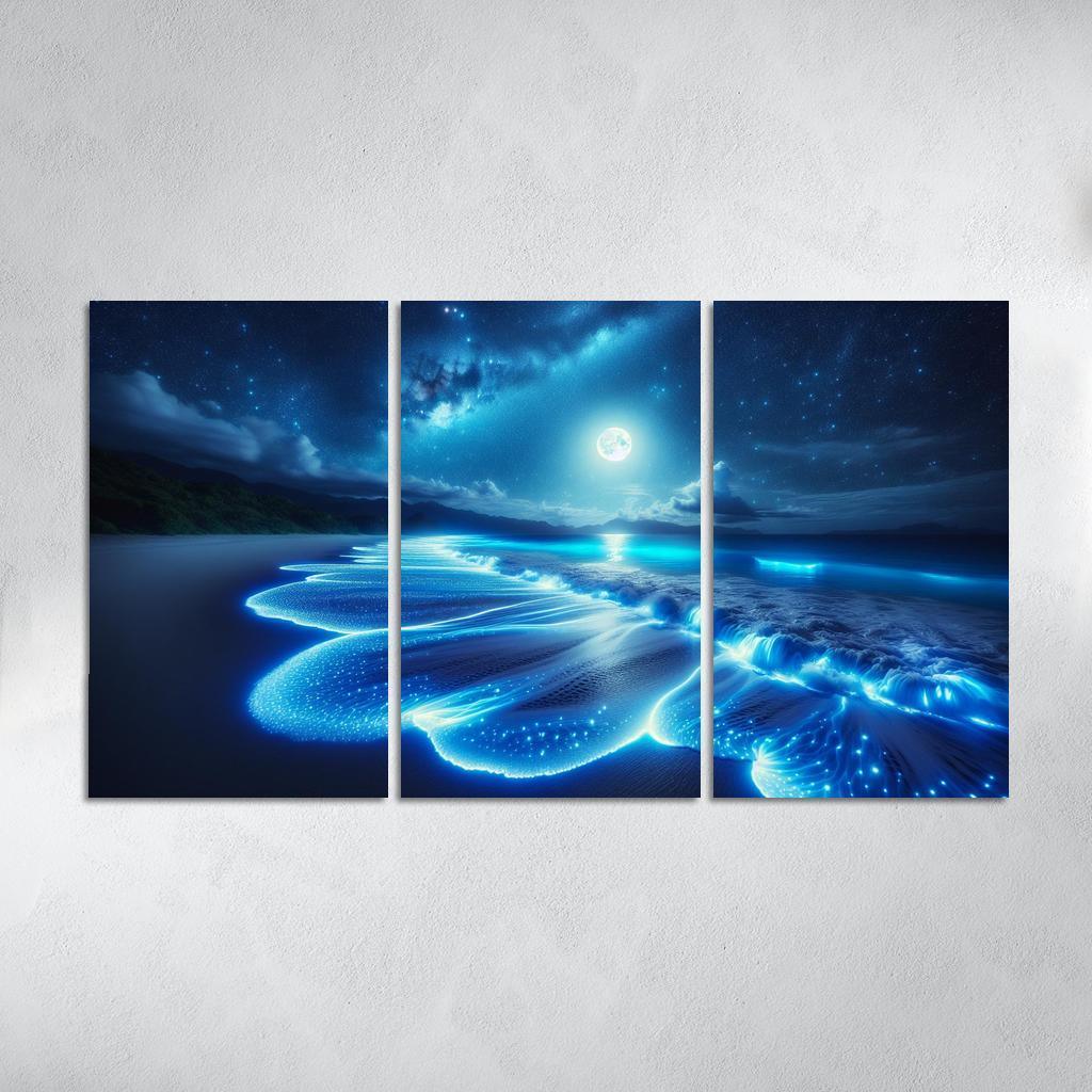 Mystic Moonlight Beach Modern Paintings Frame