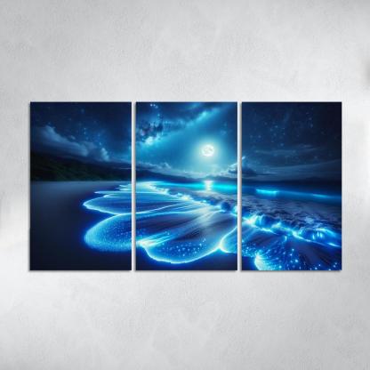 Mystic Moonlight Beach Modern Paintings Frame