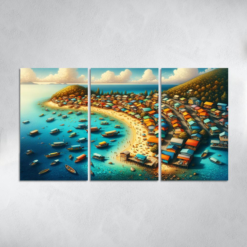 Rainbow Reef Beach Modern Paintings Frame