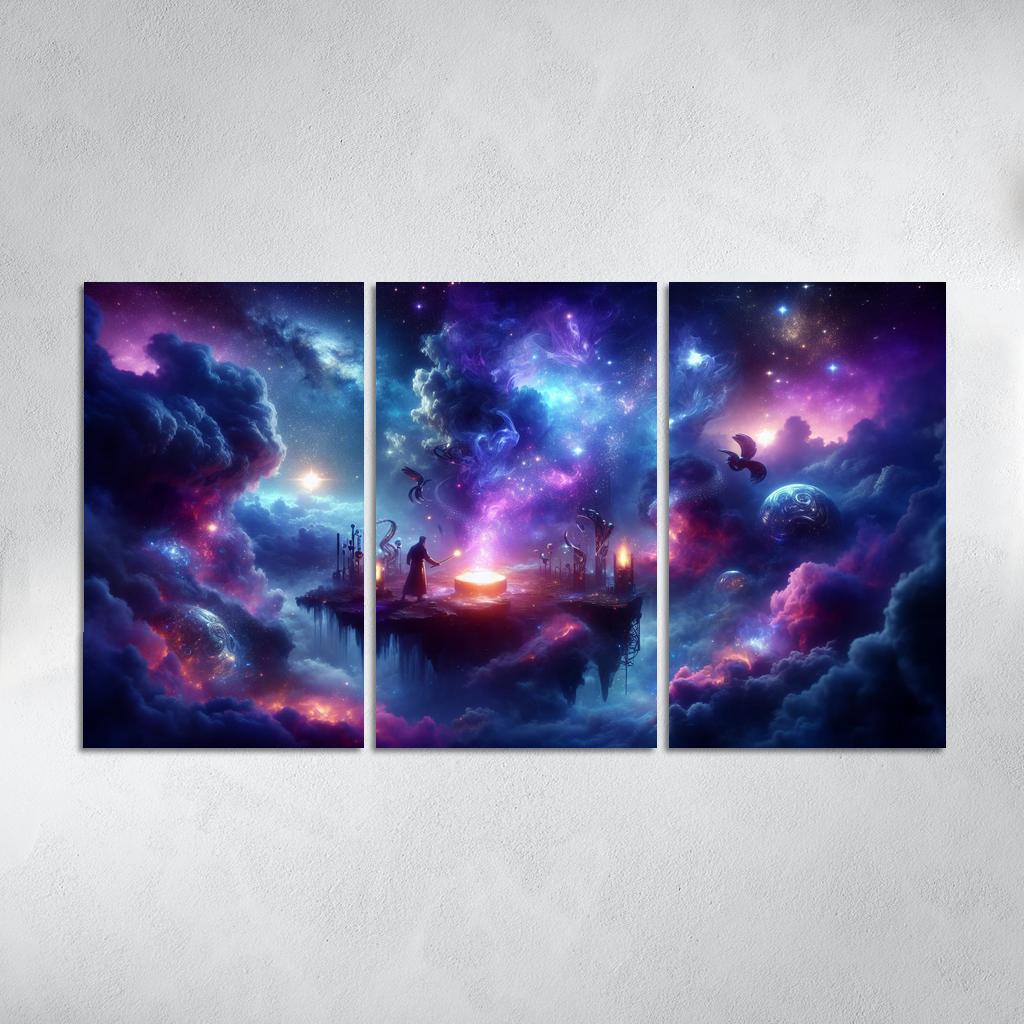 The Arcane Starforge 3 Piece HD Canvas Wall Art-Original Frame