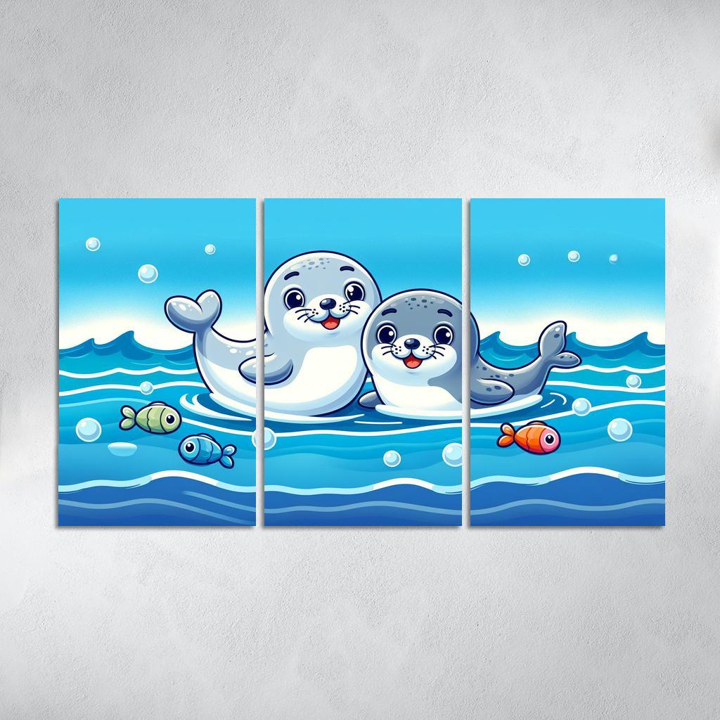 Silly Seals - Ocean Companions Framed Paintings