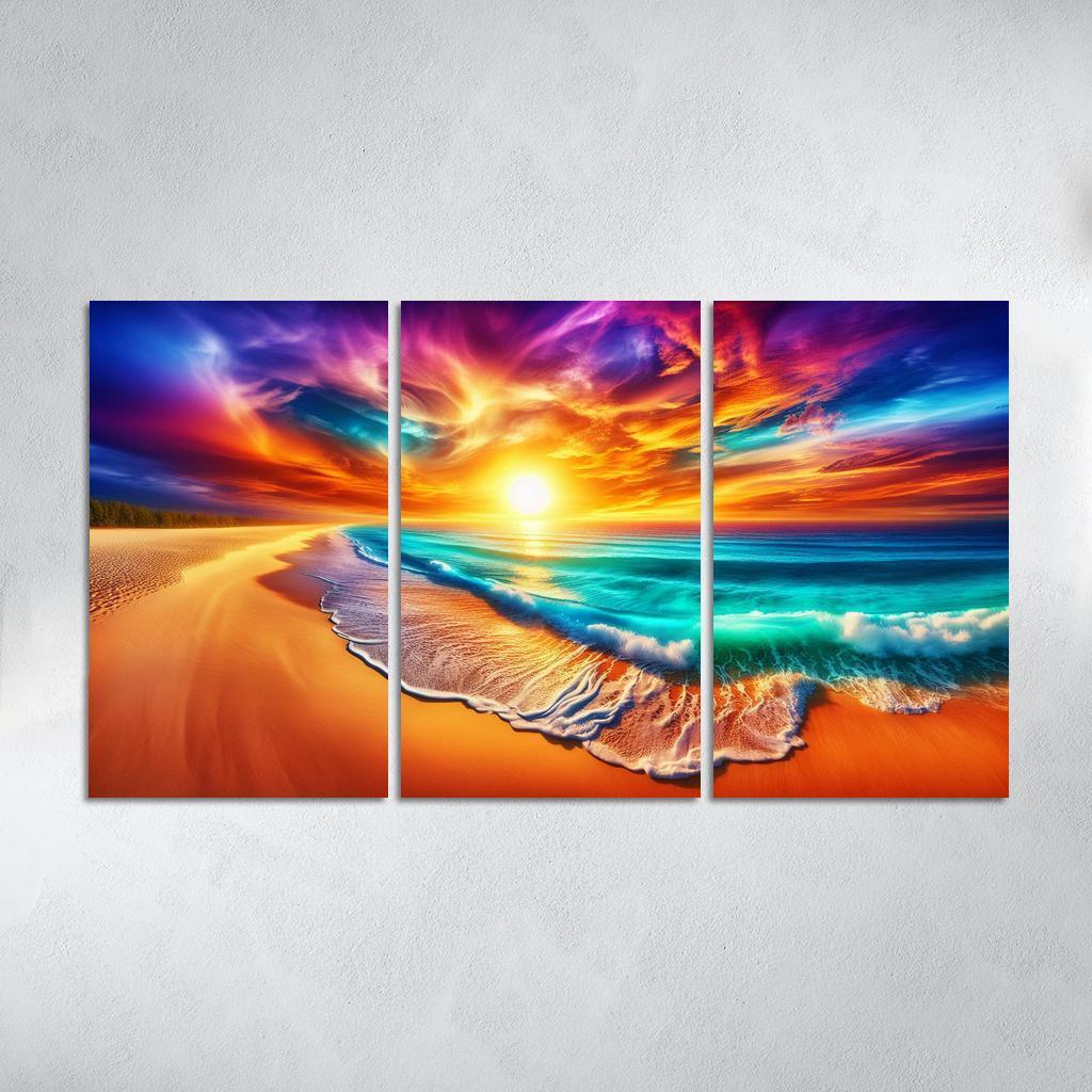 Golden Horizon Beach Modern Paintings Frame