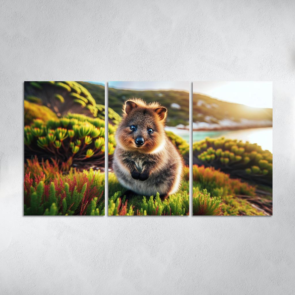 The Secret Lives of Quokkas The World's Happiest Animals 3 Piece HD Canvas Wall Art-Original Frame