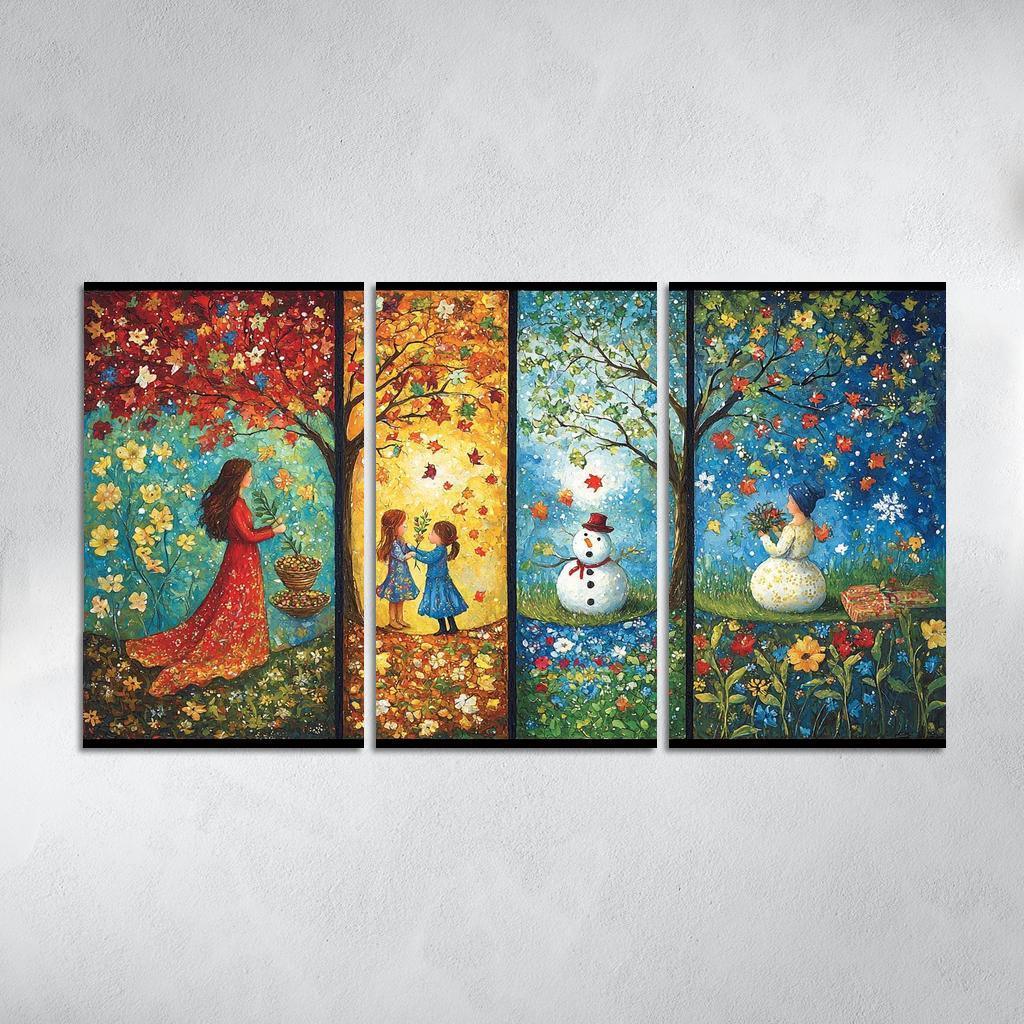 Seasons Of Growth Nurtured By A Mothers Care Custom Paintings Frame