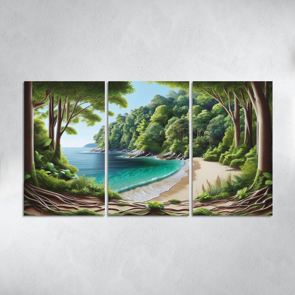 Lush Green Cove Nature's Oasis Modern Paintings Frame