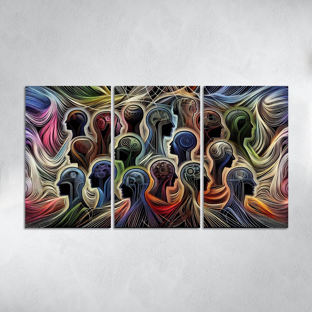 Threads of Resilience Art on Mental Health Awareness 3 Piece HD Canvas Wall Art-Original Frame