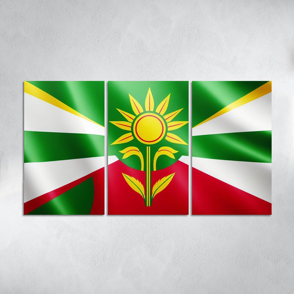 Emblem of Unity The Flag of Guyana 3 Piece HD Canvas Wall Art-Original Frame