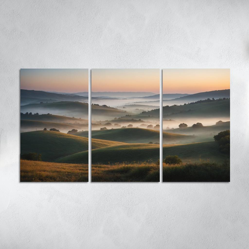 The Celestial Dawn Over Misty Hills Modern Paintings Frame