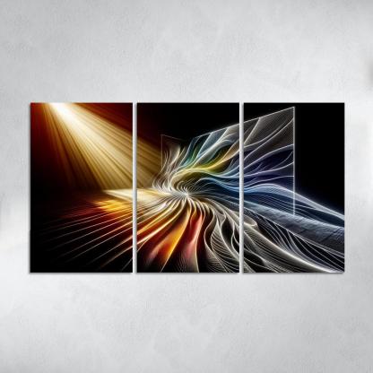 Choreography of Light and Shadow 3 Piece HD Canvas Wall Art-Original Frame