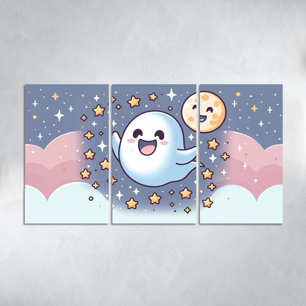 Giggly Ghost 3 Piece HD Canvas Wall Art-Original Frame