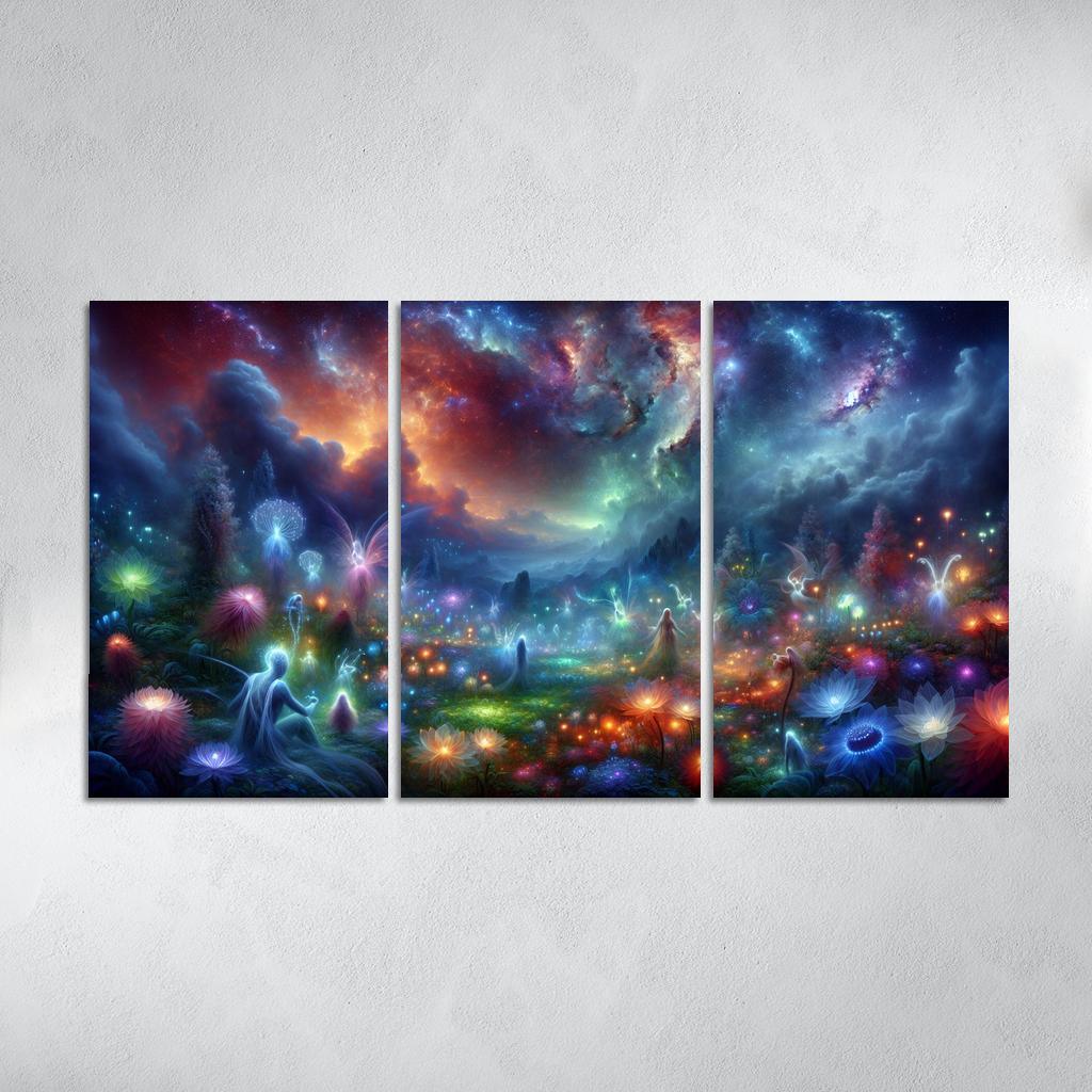 The Nebula Gardens 3 Piece HD Canvas Wall Art-Original Frame