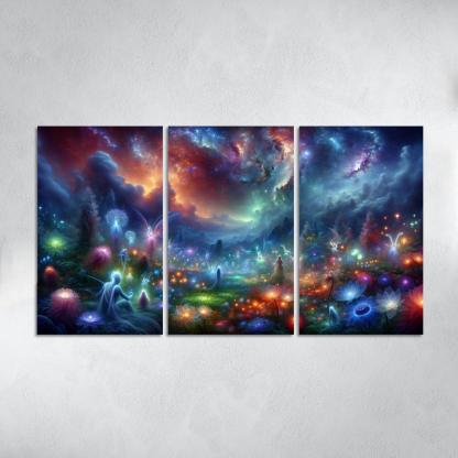 The Nebula Gardens 3 Piece HD Canvas Wall Art-Original Frame