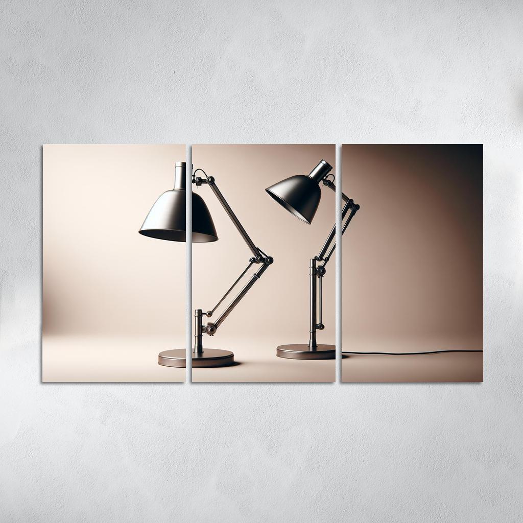 Contemporary Floor Lamp with Adjustable Shade 3 Piece HD Canvas Wall Art-Original Frame