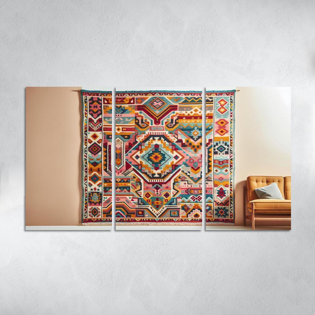 Bespoke Kilim Area Rug 3 Piece HD Canvas Wall Art-Original Frame