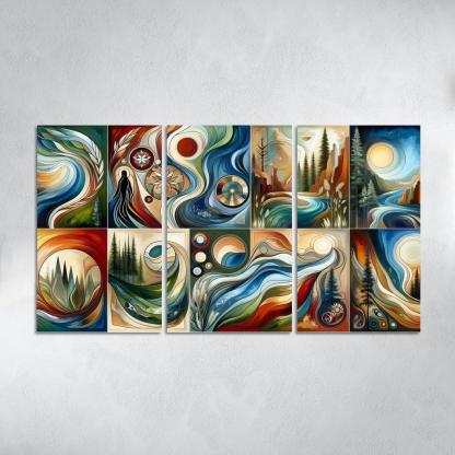 Voices Of The Past Indigenous Wisdom And Stewardship Multi-panel Paintings