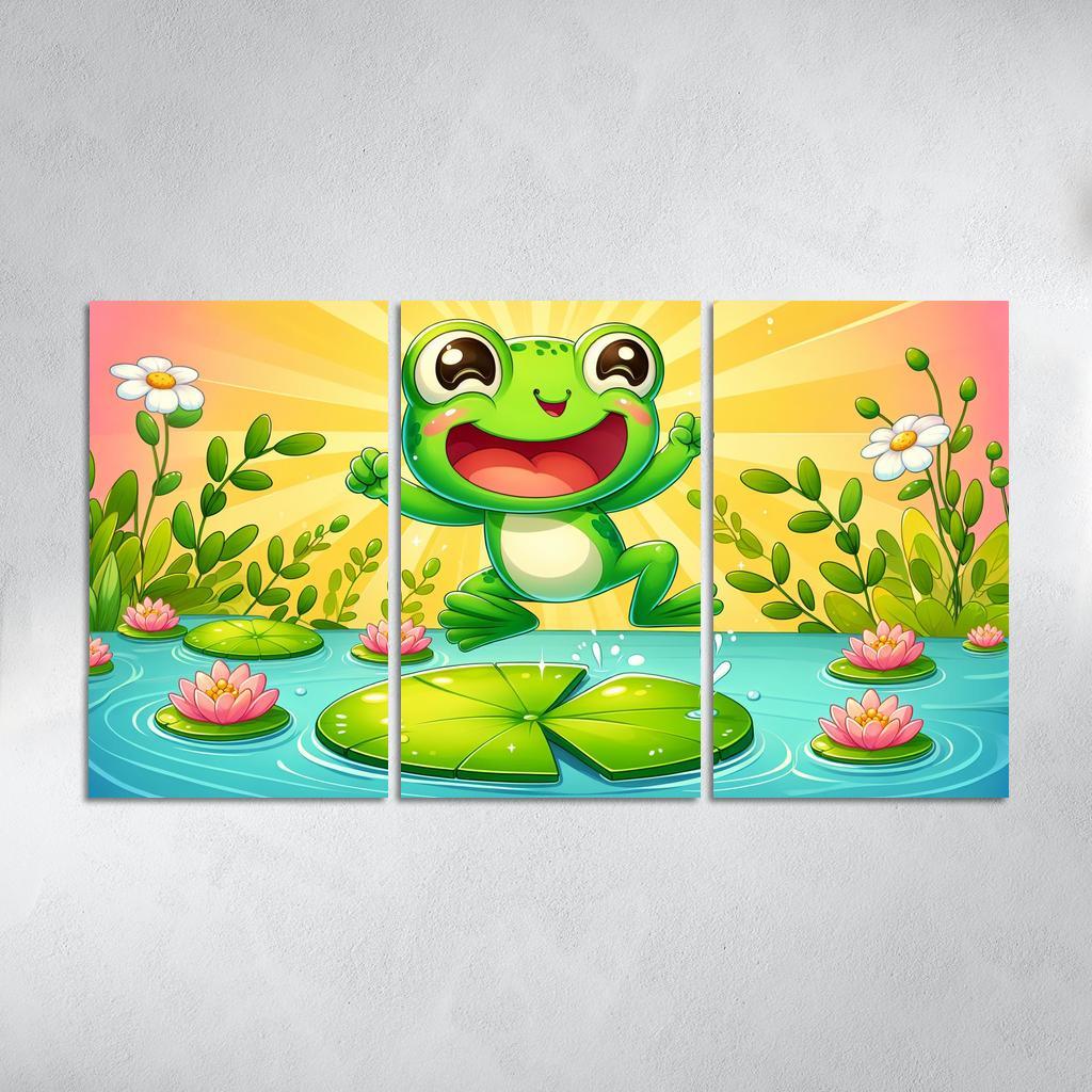 Friendly Frogs - Pond Fun Framed Paintings