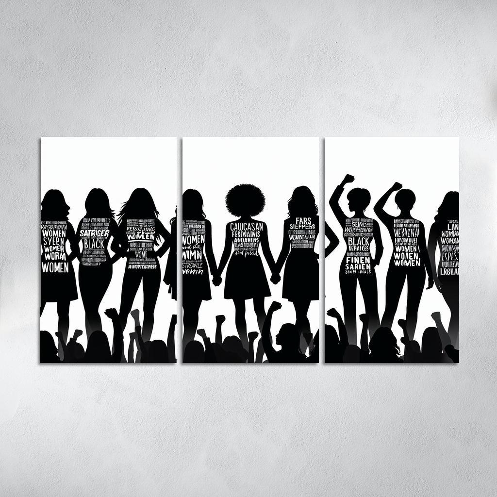 Voices of Change Empowering Women through Art 3 Piece HD Canvas Wall Art-Original Frame