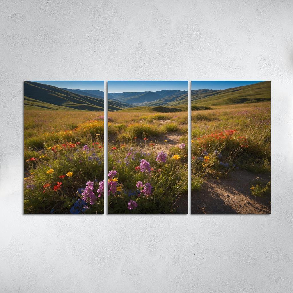The Enchanted Valley Of Rainbow Blossoms Modern Paintings Frame