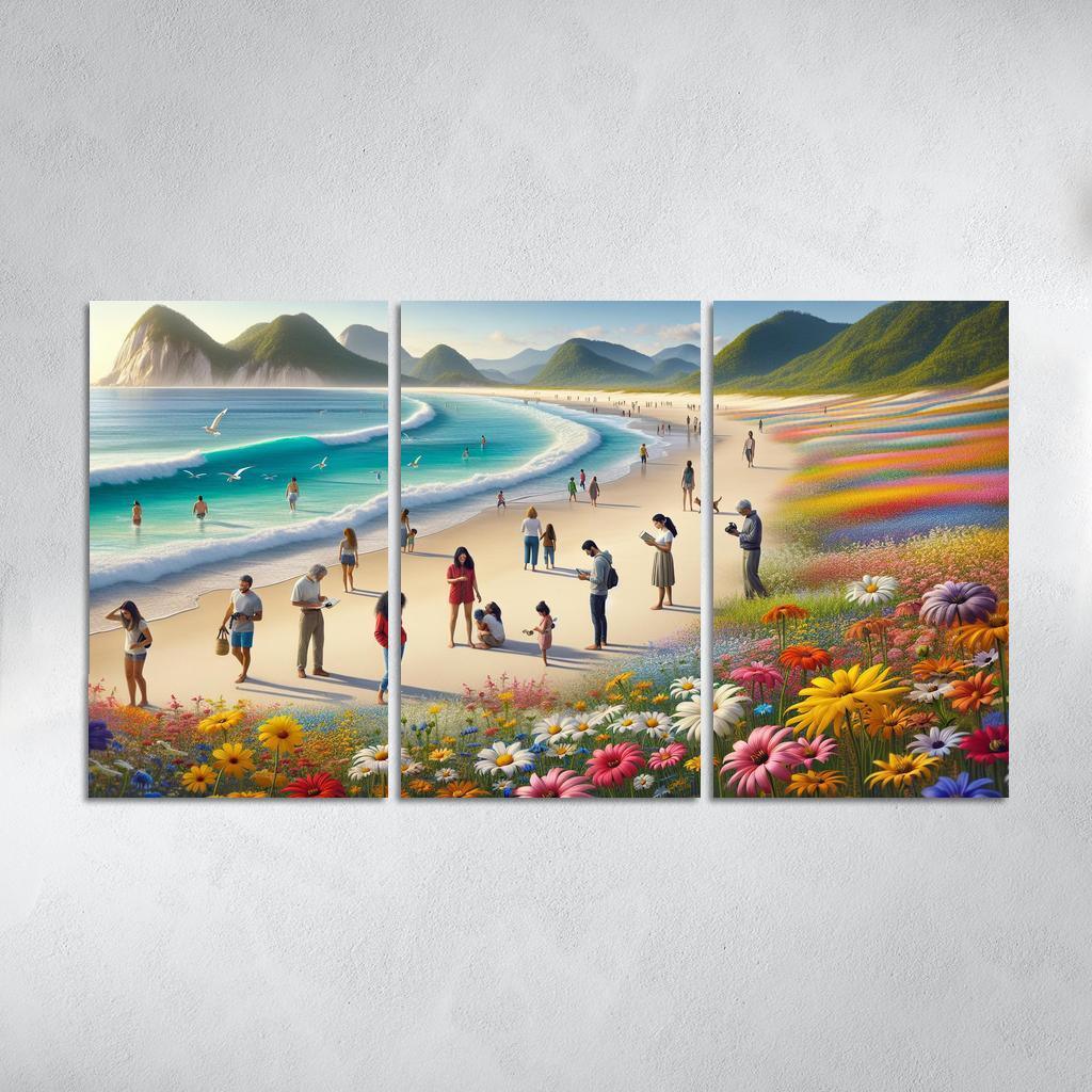 Wildflower Bay Nature's Blooming Beach Canvas Paintings Frame