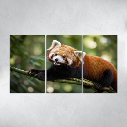The Enigmatic Red Panda In The Bamboo Forest Framed Paintings