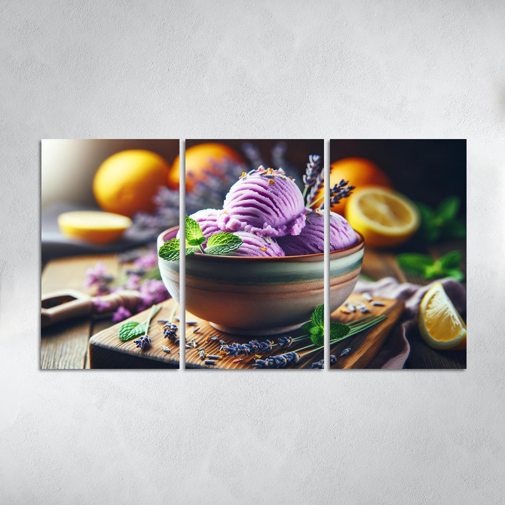 Lavender Lemonade Sorbet 3 Piece HD Canvas Wall Art-Original Frame