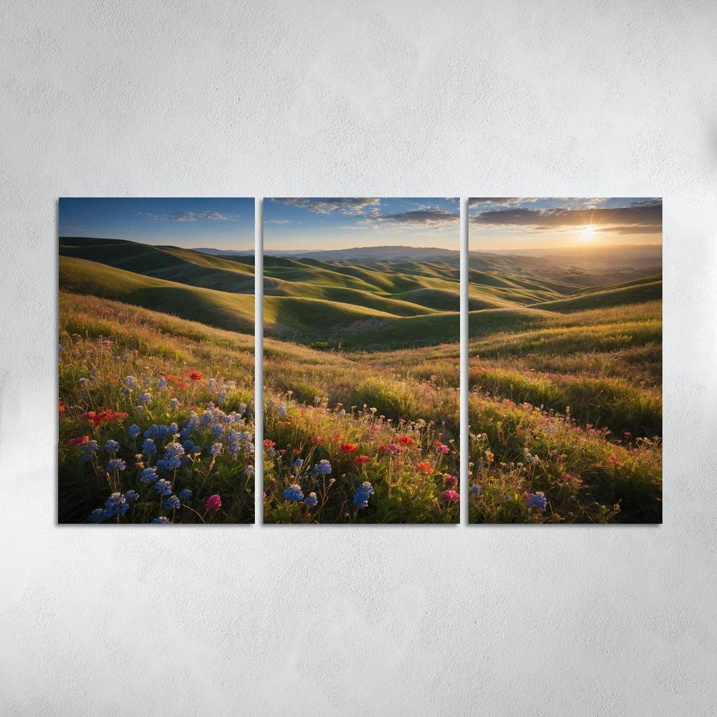 The Colorful Embrace Of Flowering Hillsides Multi-panel Paintings