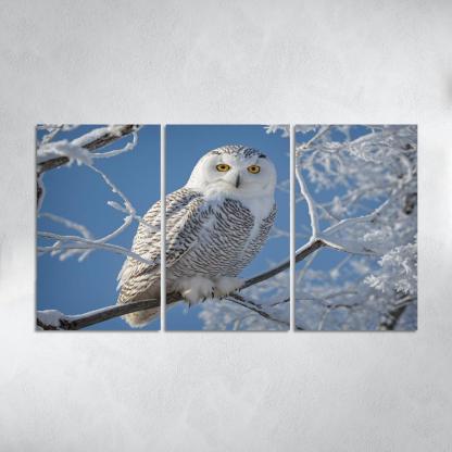 The Enchanting Snowy Owl In The Arctic Canvas Paintings Frame