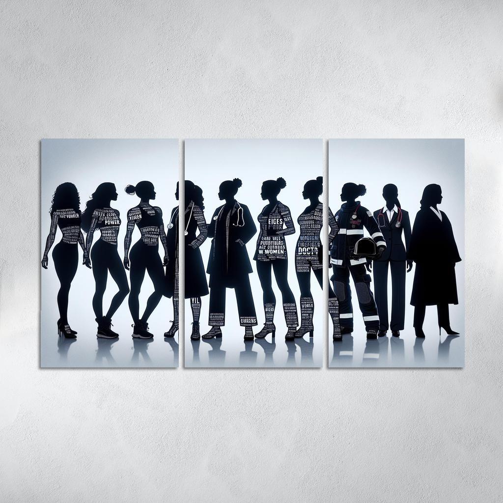 Voices of Change Empowering Women through Art 3 Piece HD Canvas Wall Art-Original Frame