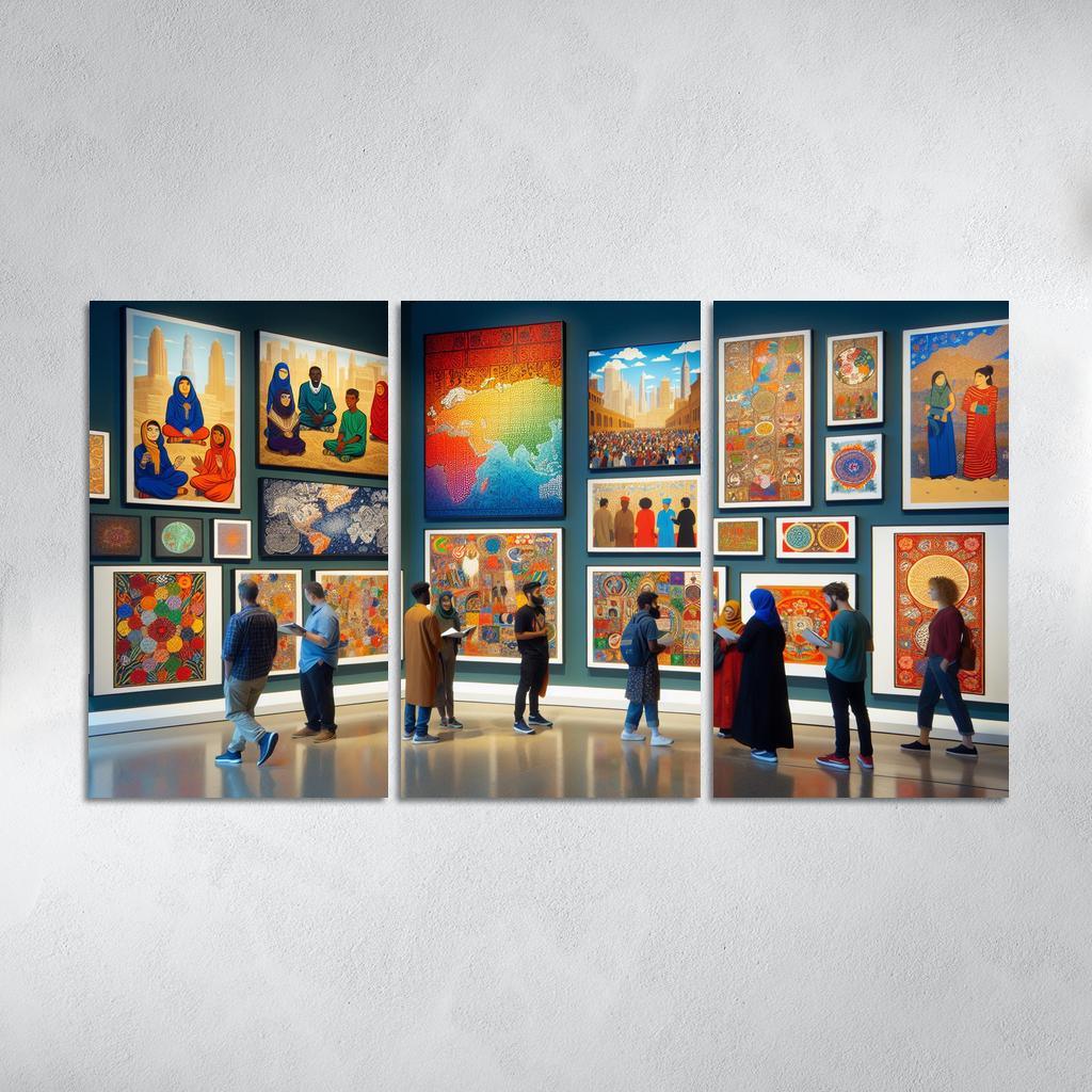 Bridging Cultures Artistic Exploration Of Global Heritage Multi-panel Paintings