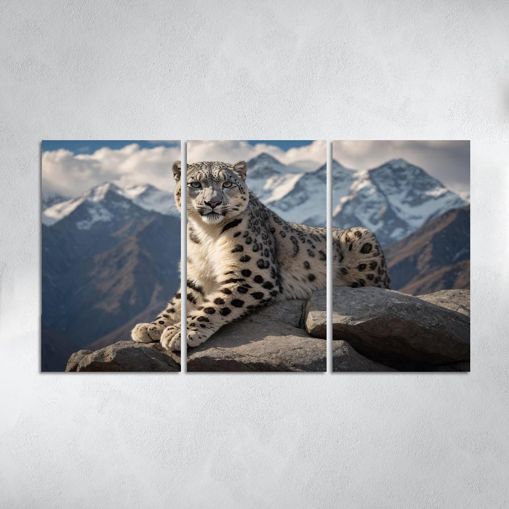 The Elusive Snow Leopard Ghost Of The Mountains Modern Paintings Frame