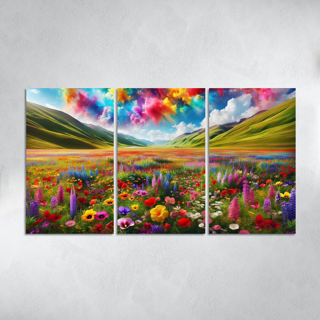 The Vibrant Blooms Of Rainbow Meadow Custom Paintings Frame
