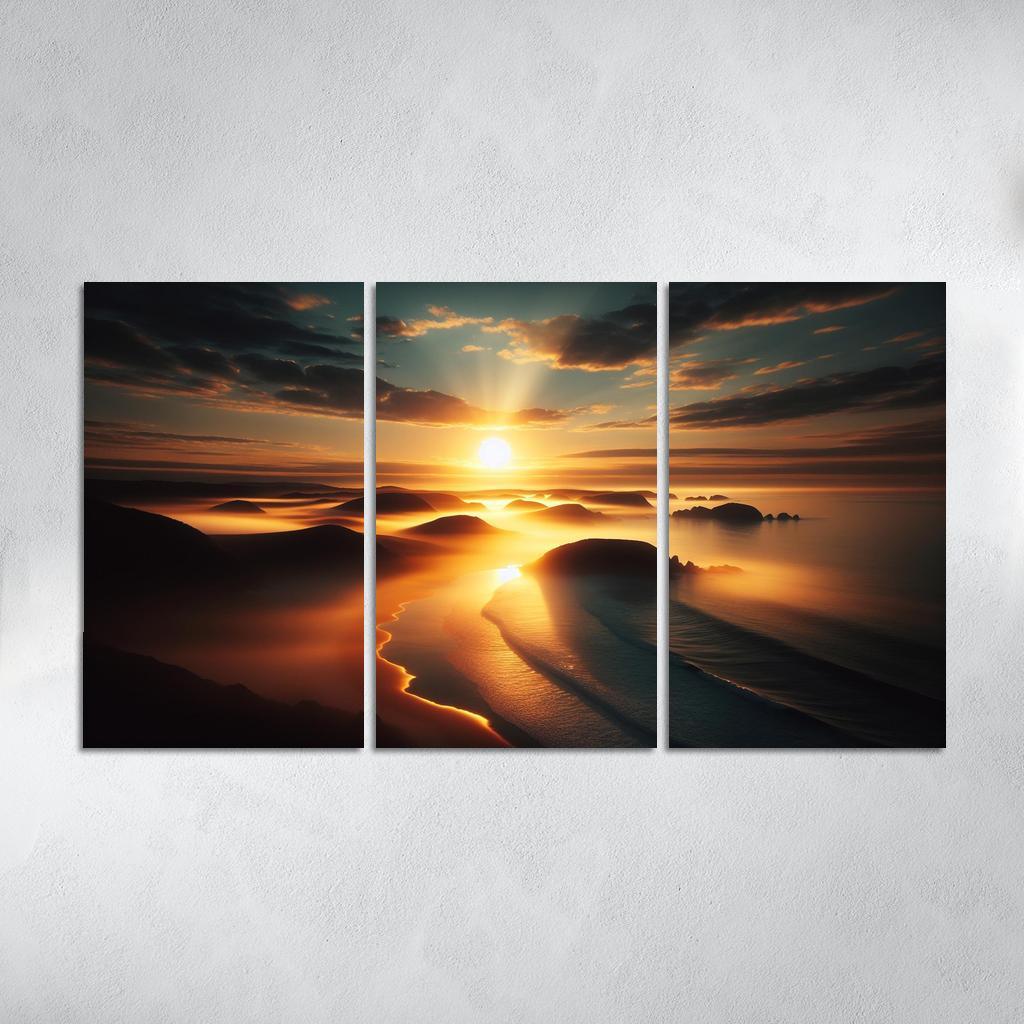 Morning Mist Beach Serene Sunrises Custom Paintings Frame