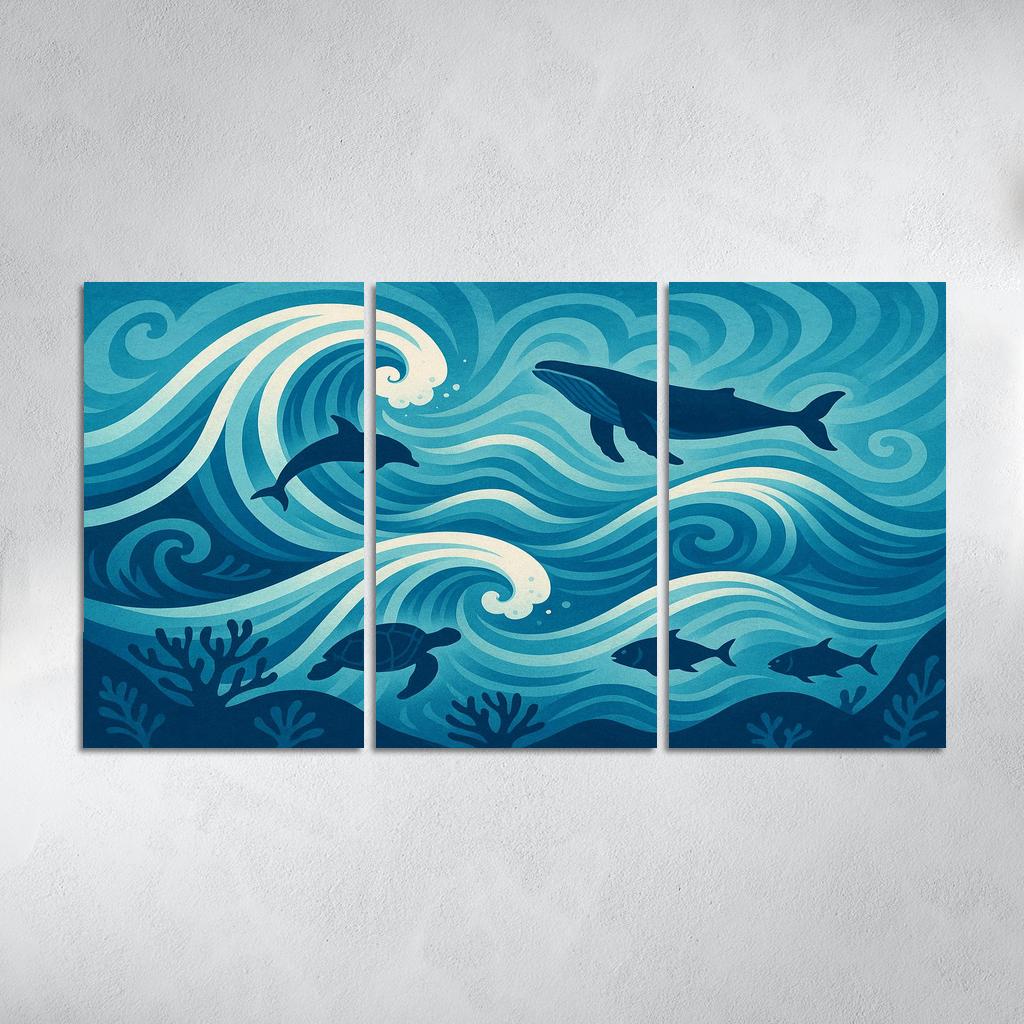 Waves Of Change In Ocean Conservation Art Canvas Paintings Frame