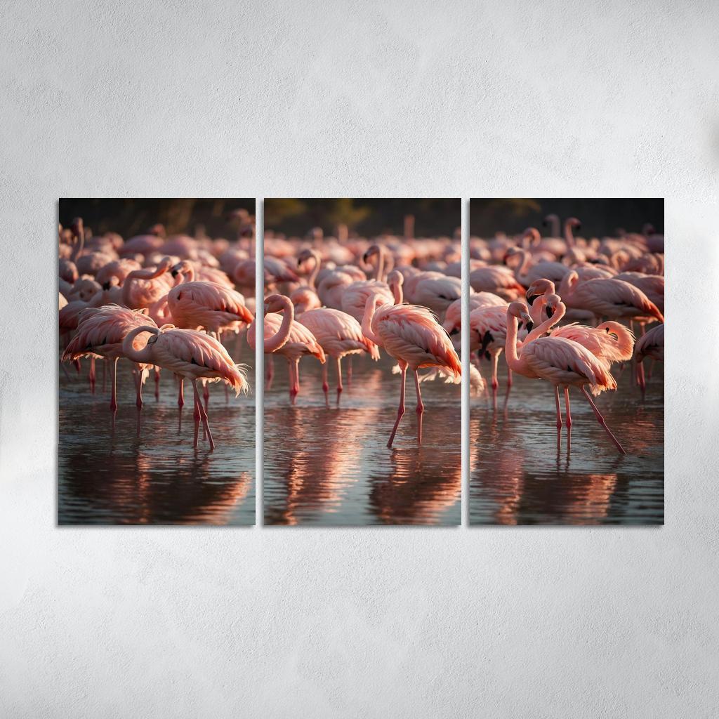 The Graceful Flamingo In Shallow Waters Framed Paintings