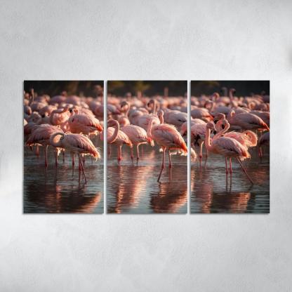 The Graceful Flamingo In Shallow Waters Framed Paintings
