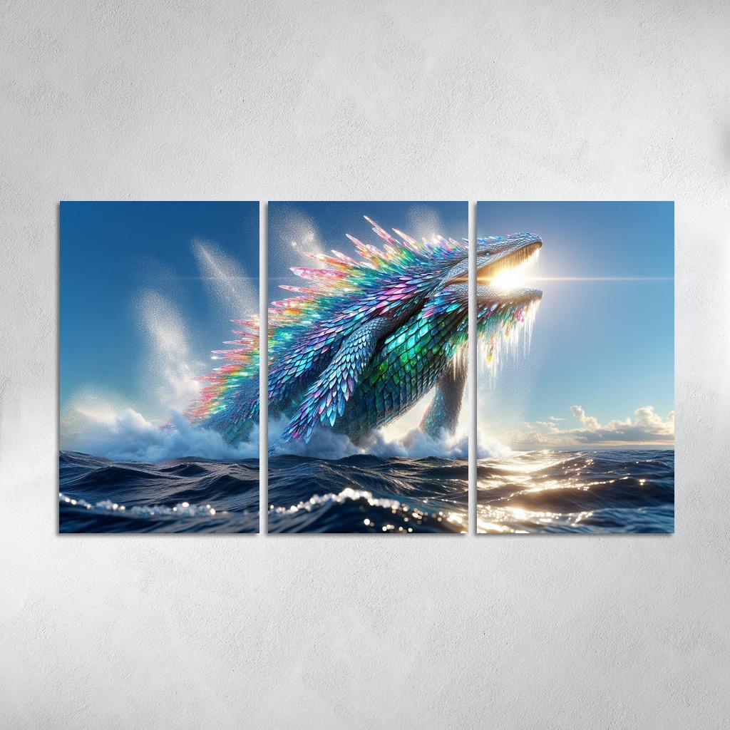 The Crystal Leviathan 3 Piece HD Canvas Wall Art-Original Frame