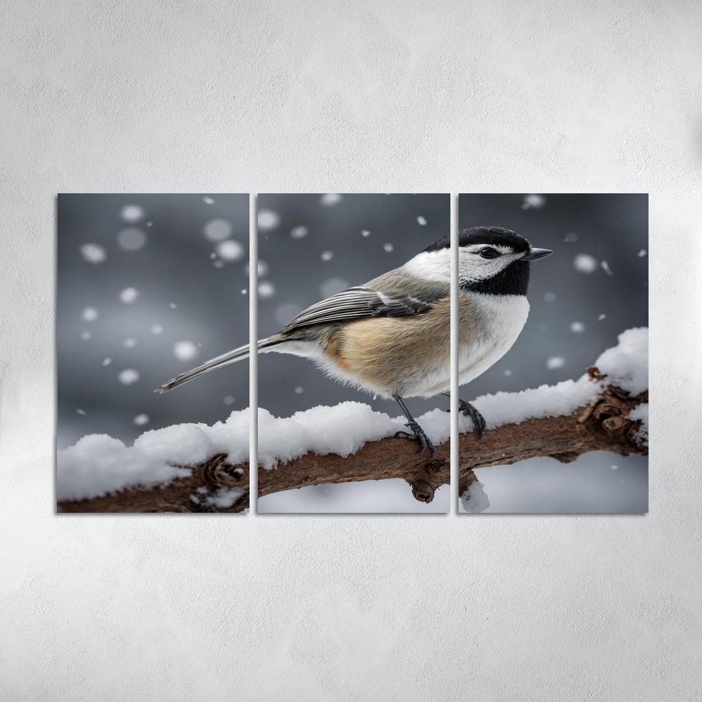 The Elegant Black-capped Chickadee In The Winter Canvas Paintings Frame