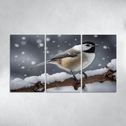 The Elegant Black-capped Chickadee In The Winter Canvas Paintings Frame