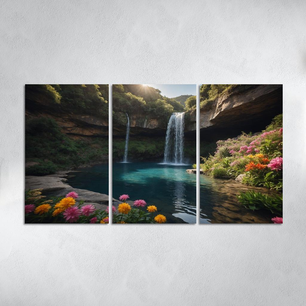 The Radiant Falls Of Sapphire Cascade Modern Paintings Frame
