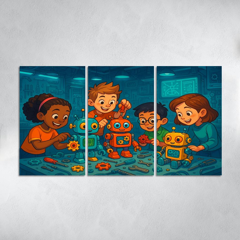 Robot Builders - Stem Creativity Panel Framed Paintings