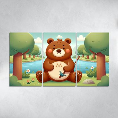 Bubbly Bear - Forest Adventures Framed Paintings