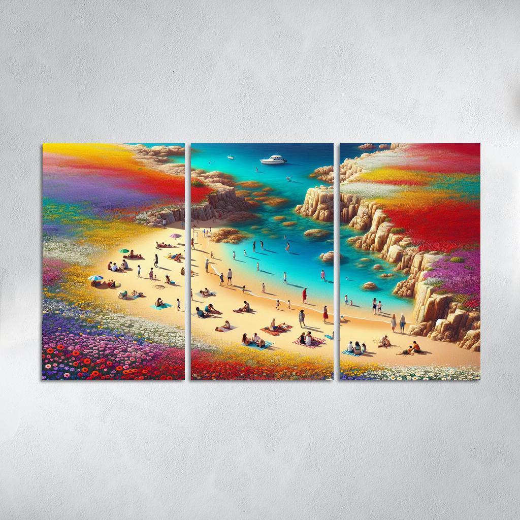 Coastal Wildflower Beach Modern Paintings Frame