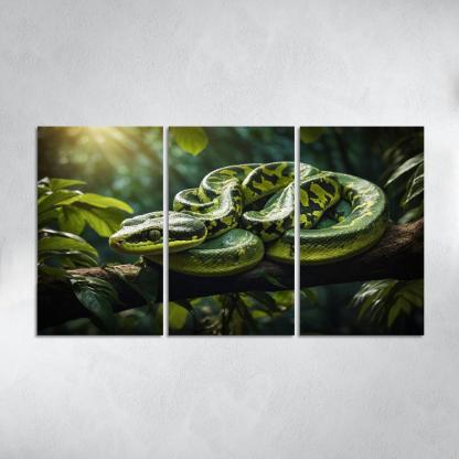 The Elegant Green Tree Python In A Tropical Setting Framed Paintings