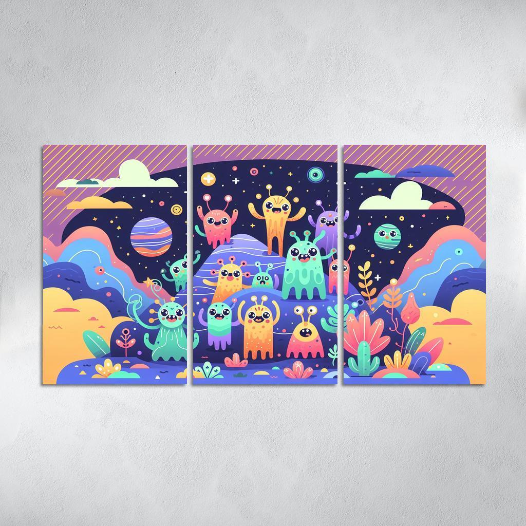 Adventure in Space 3 Piece HD Canvas Wall Art-Original Frame