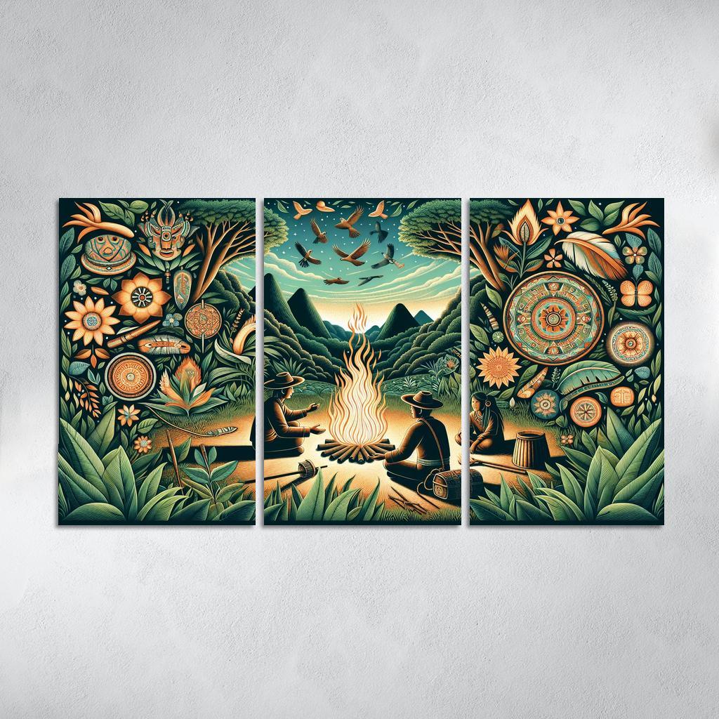 Echoes of the Past Preserving Indigenous Cultures 3 Piece HD Canvas Wall Art-Original Frame