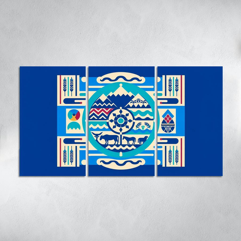 Cultural Resonance The Flag of the Navajo Nation 3 Piece HD Canvas Wall Art-Original Frame